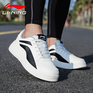 李寧板鞋男鞋休閑學(xué)生運動(dòng)鞋輕便小白鞋滑板鞋男 雪白/新基礎黑-4 41