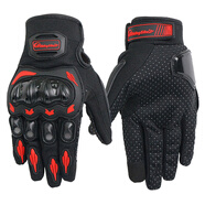 BIKEBROS摩托車(chē)騎行手套四季防摔耐磨賽車(chē)觸屏夏季機車(chē)裝備 紅色L碼