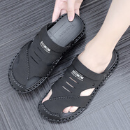 西域駱駝（VANCAMEL）男士涼鞋2025新款夏季包頭涼拖開(kāi)車(chē)司機戶(hù)外兩用拖鞋男潮大碼4546 黑色 41