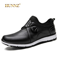 HUNNZ品牌輕奢高爾夫球鞋男鞋防滑戶外運動鞋旋轉(zhuǎn)紐扣鞋帶高爾夫鞋子男 黑色 42