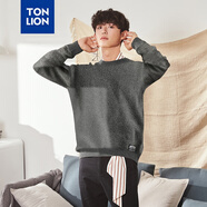 唐獅秋冬新款衣多穿毛衣男凈色基礎打底圓領(lǐng)針織衫男 麻灰 M