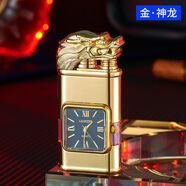 鱷魚虎頭浮雕手表創(chuàng)意打火機(jī)明火直沖可切換雙火焰金屬充氣打火機(jī) 1個(gè) 金神龍 HF618電鍍【禮】