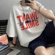 阿瑪瑟（amase）夏季純棉短袖t恤男寬松休閑上衣服男潮流百搭帥氣ins港風(fēng)體恤衫男 白 2XL建議135150斤