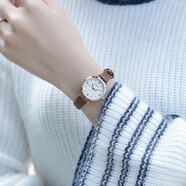 珂紫（KEZZI）手表女學(xué)生韓版簡(jiǎn)約潮流初中生女表時(shí)尚氣質(zhì)品牌女生女款小巧細帶防水皮帶石英女士腕表 咖色