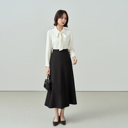伯德小姐a字長(zhǎng)裙女正裝傘裙職業(yè)長(zhǎng)裙襯衫半裙面試裙子黑色半身裙 M