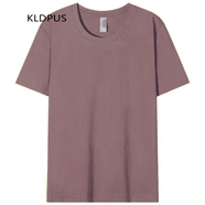 KLDPUS純棉短袖t恤男女同款夏季薄款港風(fēng)青少年學(xué)生白T恤純色半袖 淺棕色 S