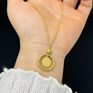 團圓福字福氣鈦鋼輕奢項鏈時尚氣質(zhì)鎖骨鏈簡約百搭女國風(fēng)飾品項鏈 團圓圈福字金色蛇骨鏈項鏈