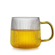 綠昌明 玻璃杯泡茶杯水杯子茶具杯加厚耐熱玻璃綠茶杯喝水杯 單杯 黃把