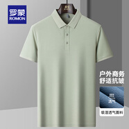 羅蒙（ROMON）送父親冰絲涼感速干短袖t恤男士夏季薄款休閑翻領(lǐng)POLO上衣爸爸裝 淡綠 【尺碼參考詳情】 5XL 195 建議210斤以上