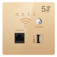 優(yōu)耐美5G1200M無(wú)線(xiàn)路由器wifi智能ap面板酒店賓館全屋套裝86型家用嵌入 5G 1200M 金色