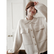 可然樸簡(jiǎn)【昭盈】山羊絨秘魯羊駝毛重工定紡 加厚羊毛毛衣短外套上衣女裝 月石灰 XL