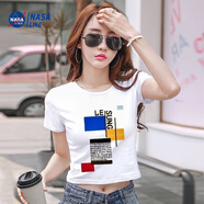 NASALIKE純棉短袖短款t恤女修身2025夏季新款時(shí)尚韓版高腰顯瘦黑色上衣女 白色純棉【亮片圓領(lǐng)】短款 M 建議91-100