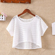 口旋小披肩夏季配吊帶外搭蝙蝠袖短款上衣寬松勾花鏤空針織罩衫遮陽(yáng) 白色貝殼 2XL 2XL130-145
