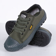 回力君解放鞋作訓鞋男女款高低幫帆布鞋防滑耐磨耐穿工地施工勞保鞋 星一代低幫綠色 40