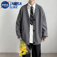 NASALIKE開(kāi)衫毛衣外套男夏季新款潮牌寬松痞帥針織衫韓版潮流百搭休閑上衣 淘惑K30灰色 3XL