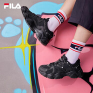 FILA 斐樂(lè)貓爪鞋4代女鞋老爹鞋情侶運(yùn)動(dòng)鞋復(fù)古時(shí)尚休閑鞋網(wǎng)面透氣 【女款】黑-BK 37.5
