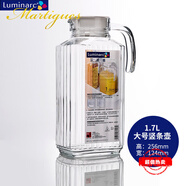 樂美雅玻璃冷水壺扎壺涼水杯耐熱茶壺家用套裝涼水壺 1.7L豎條壺