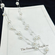 沫蘊【特價(jià)撿漏】珍珠衣服掛件配飾項鏈女毛衣鏈2025年新款潮長(cháng)款小眾 白珠銀色鏈