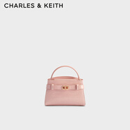 CHARLES&KEITH鱷魚紋凱莉包手提斜挎婚包包女包生日禮物CK2-50270880-1 Light Pink淺粉色（新色） S