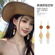 蔓笙民族風長款羽毛耳環(huán)海邊耳夾無耳洞女新款度假風耳釘復古流蘇耳飾 耳釘一對