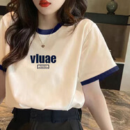 纖蕓沐（XIANYMU）短袖t恤女新款夏季純棉上衣寬松ins潮流小眾體恤衫百搭短袖女 [奶油色] Vlaue M