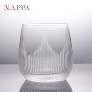 NAPPA 威士忌酒杯 洋酒杯水晶杯玻璃水杯 高檔杯子375ML 手工雕刻 瀑布 單只