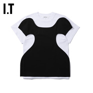 ENFOLD IT  女裝短袖上衣新品個(gè)性撞色不規則拼接圓領(lǐng)803160XG WHX/白色 38