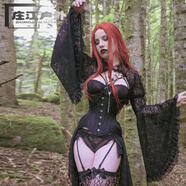 iosn哥特風(fēng)亞比裝暗黑宮廷復古高腰顯瘦套魚(yú)尾半包臀半身裙 黑色披肩3 (單披肩) L