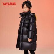 鴨鴨（YAYA）童裝兒童羽絨服黑金男童長款女童加厚保暖大衣新年拜年服5253E YE3B805253E黑色 150
