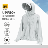 SOMUBAY 冰絲防曬衣女新款夏季防紫外線(xiàn)長(cháng)袖款罩衫網(wǎng)眼外套騎車(chē)防曬服 FSY-93灰色中長(cháng)款（帽檐可拆卸） M (80-140斤)