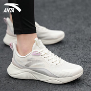 安踏（ANTA）女鞋運動(dòng)鞋女2026冬季新款不羈透氣輕便軟底跑步鞋增高休閑鞋子女 淺米白/一度灰 37.5