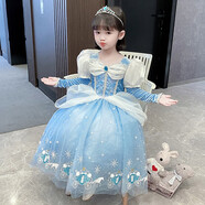 蓓然美灰姑娘公主裙夏愛(ài)莎連衣裙艾莎愛(ài)麗絲生日禮服六一表演兒童公主裙 灰姑娘B+精美首飾盒20件套 110