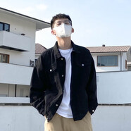 項后【項后】春秋白色牛仔外套男潮牌街頭春秋寬松工裝夾克潮流上衣服 黑色牛仔外套 XL