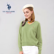 U.S. POLO ASSN.保羅針織衫秋冬季長袖T恤保暖羊毛衫打底衫時尚百搭 清新綠005【V領】 M