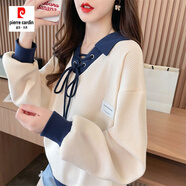 皮爾卡丹（pierre cardin）輕奢衛(wèi)衣女春秋款2023新款新款春秋季小個(gè)子寬松薄款上衣外套 杏色 M 適合80-115斤