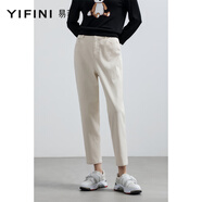 易菲（YIFINI）含棉白色牛仔褲女春夏新款小腳褲高腰顯瘦九分褲2103K920 白色 0L