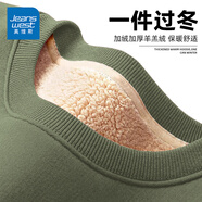 真維斯衛(wèi)衣男冬季加絨加厚保暖羊羔絨外套男士圓領上衣服簡約百搭情侶裝 【500G羊羔絨】棕櫚綠 加厚 XL (180) (不起球不掉色)