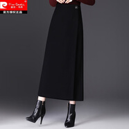 皮爾卡丹一片式仿毛呢女減齡秋冬2025新款高腰顯瘦氣質(zhì)中長(cháng)款包臀一步長(cháng)裙 黑色 裙長(cháng)87厘米 4XL 腰圍2尺5/適合141-150斤
