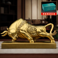 吉善緣 華爾街銅牛擺件 12生肖黃銅金?？蛷d辦公室裝飾開(kāi)業(yè)喬遷工藝禮品 加大號(hào)黃銅+彩盒【送禮選擇】