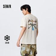 森馬（Semir）短袖T恤男夏季時尚國風(fēng)印花上衣圓領(lǐng)針織衣服裝涼感 香草白10711 165/84A/S