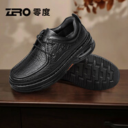 零度Zero官方皮鞋男2024冬季新款商務(wù)休閑舒適真皮厚底增高氣墊男鞋 黑色 【系帶】 38