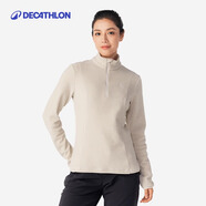 迪卡儂（DECATHLON）保暖戶外抓絨衣外套男女運(yùn)動(dòng)寬松秋搖粒絨外套沖鋒衣內(nèi)膽 女款-半拉鏈-淡咖色 2XL