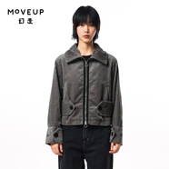幻走（MOVEUP）2023秋季新品yangyang系列 立領(lǐng)拼接設(shè)計(jì)師短款外套女 灰黑 XS
