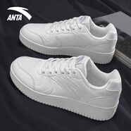 安踏輕松高幫板鞋子男鞋運動(dòng)鞋冬季新款厚底增高防潑水防滑輕便休閑鞋 【零感-時(shí)尚低幫】象牙白/淺銀灰 42 【正品保障 假一罰十】