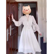圣保美秋裝法式連衣裙秋季女裝新款2023氣質(zhì)小個子搭配套裝裙子學(xué)生短裙 長款連衣裙 S碼