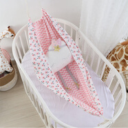 許棋杏嬰兒吊床網(wǎng)床INS風(fēng)兒童布袋秋千家用寶寶室內睡覺(jué)吊籃小孩搖籃床 粉碎花有地方系繩即可130*1