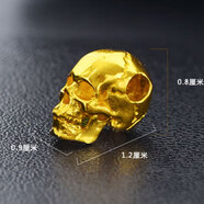 匠蘊黃金男女999足金吊墜骷髏頭diy路路通項鏈手鏈個(gè)性大孔徑編繩配件 骷髏頭吊墜 金重：3g