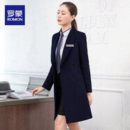 羅蒙職業(yè)羊毛呢子大衣女修身工作服商務(wù)氣質(zhì)通勤外套冬中長款 藏青 M