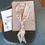 Rogosky 專(zhuān)柜潮牌法國高端洋氣時(shí)尚字母小領(lǐng)巾長(cháng)條絲巾女百搭雙面飄帶春夏秋季圍巾配飾輕奢原創(chuàng  ) 杏色字母