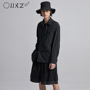 幻象者原創(chuàng  )不對稱(chēng)設計日系男裝古巴領(lǐng)襯衫男長(cháng)袖休閑純色夏季新款 黑色 S